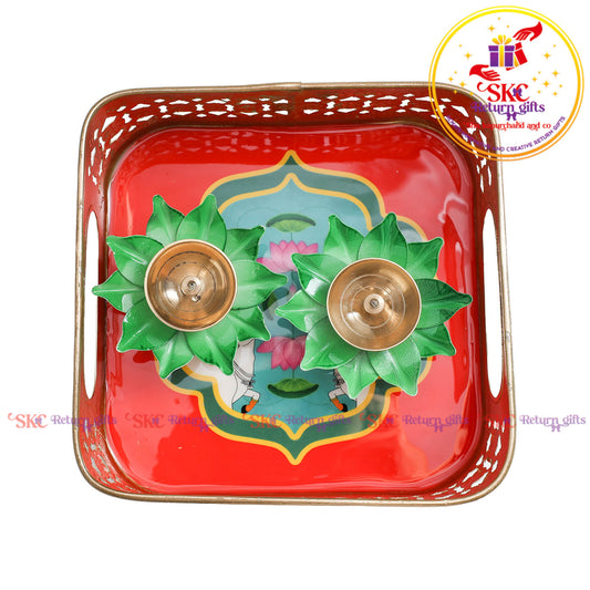 6x6 Pichwai tambulam gift set trays