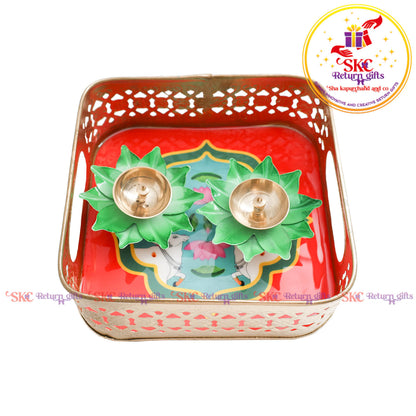 6x6 Pichwai tambulam gift set trays