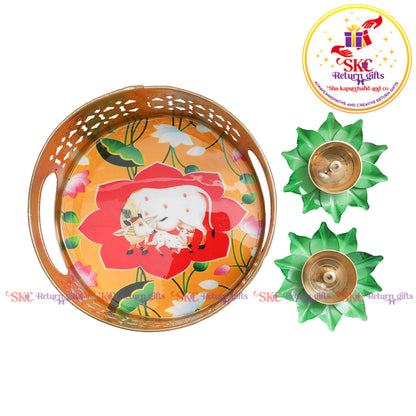 6 inch Pichwai tambulam gift set trays