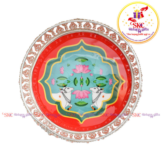 6 inch Pichwai silver trays