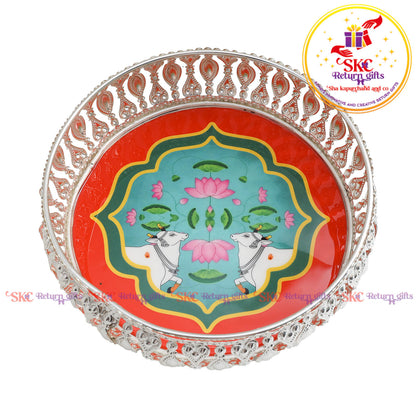 6 inch Pichwai silver trays