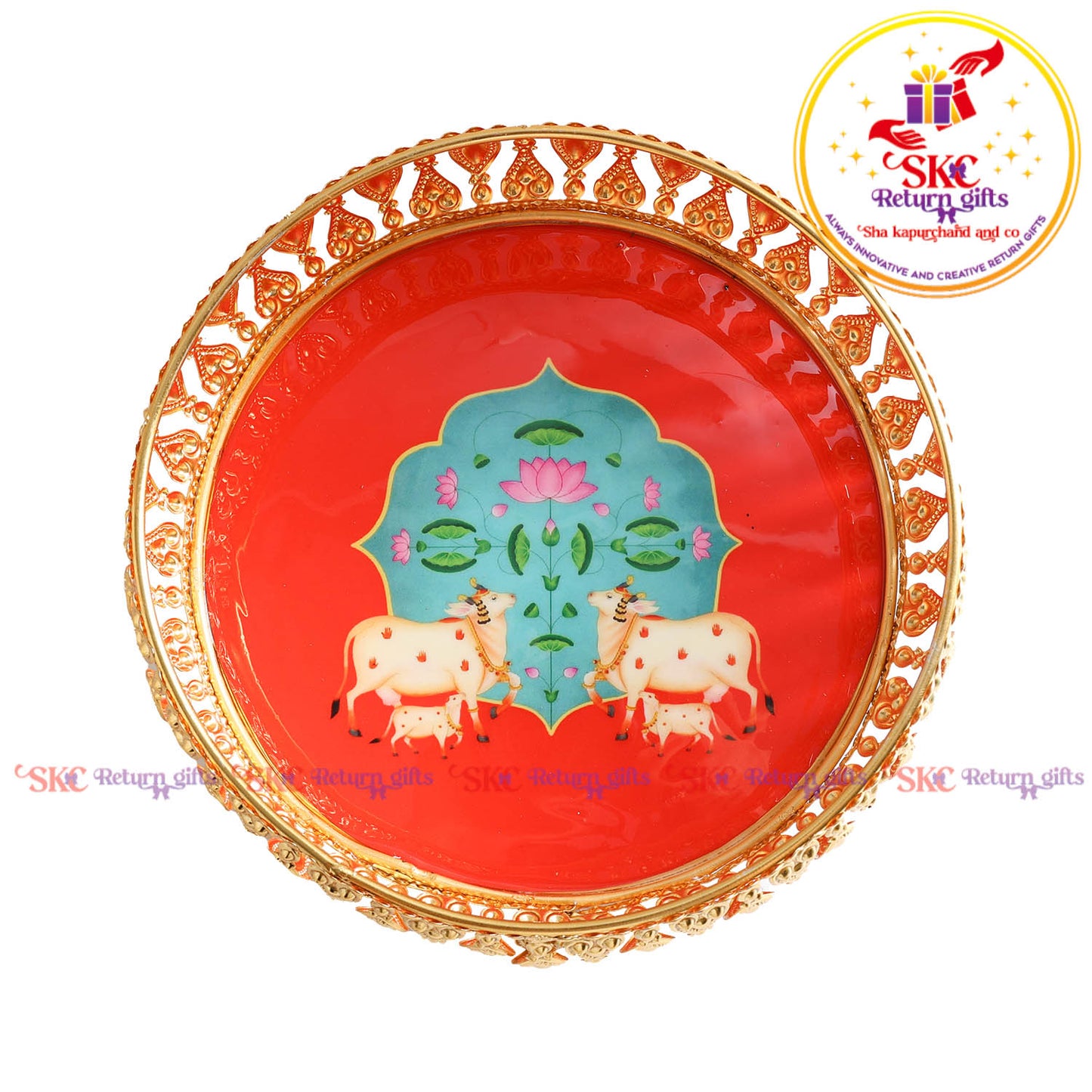 6 inch Pichwai gold trays