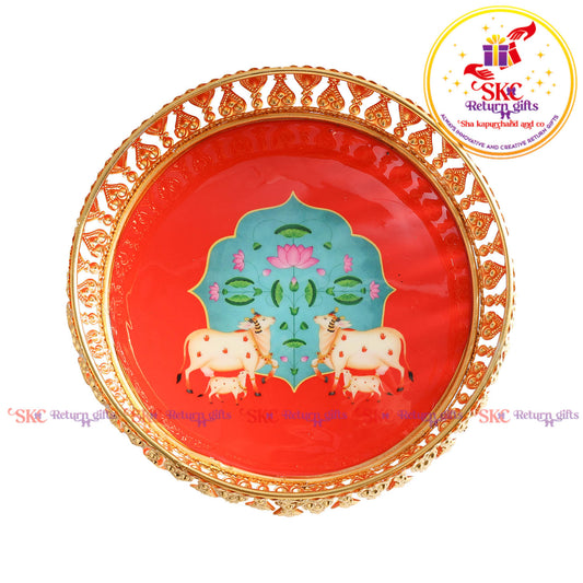 6 inch Pichwai gold trays