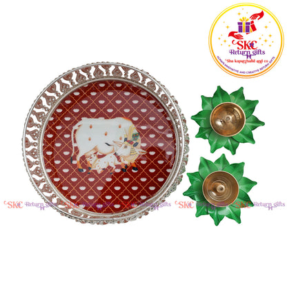 8 inch Pichwai Tambulam premium gift set trays