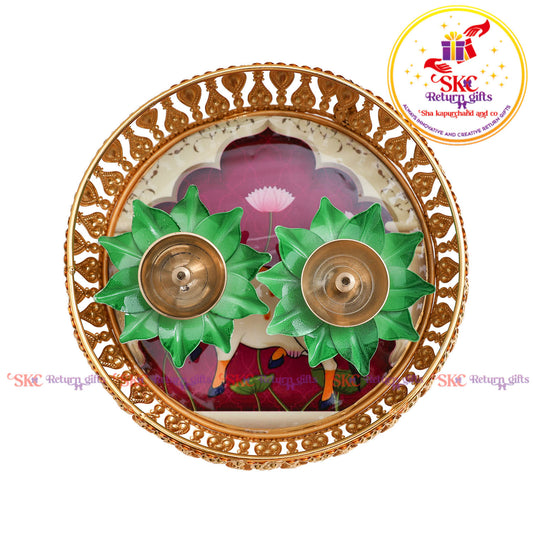 8 inch Pichwai Tambulam premium gift set trays