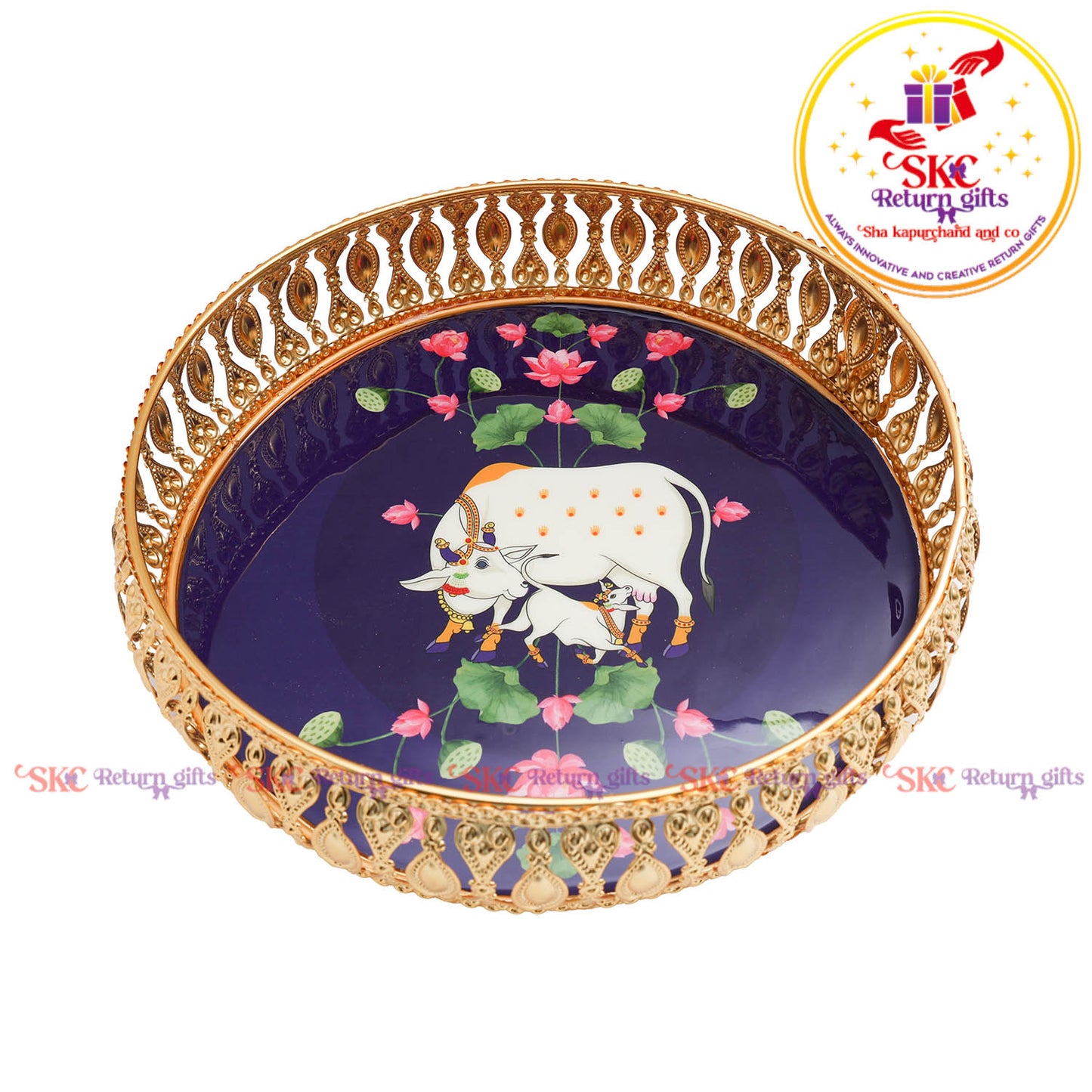 8 inch Pichwai gold tray