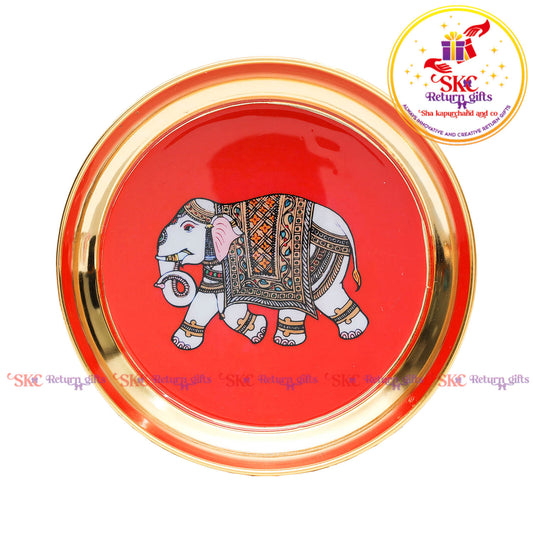 6 INCH PICHWAI ELEPHANT POOJA PLATE