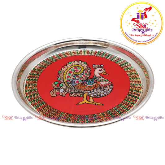 7inch madhubani pichwai pooja plate