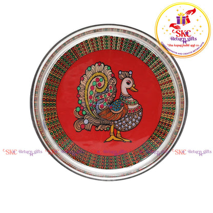 7inch madhubani pichwai pooja plate