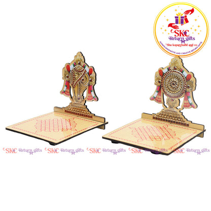 MDF Shankh chakra diya stand pair