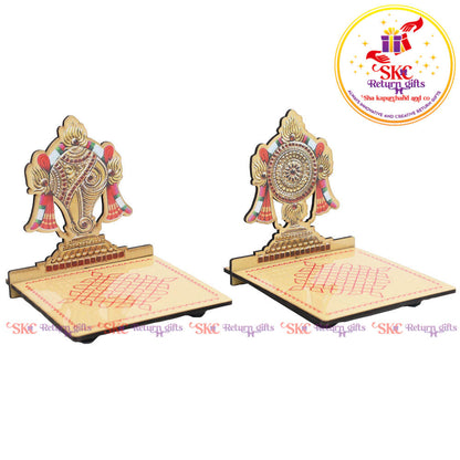 MDF Shankh chakra diya stand pair