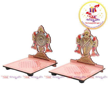 MDF Shankh chakra diya stand pair
