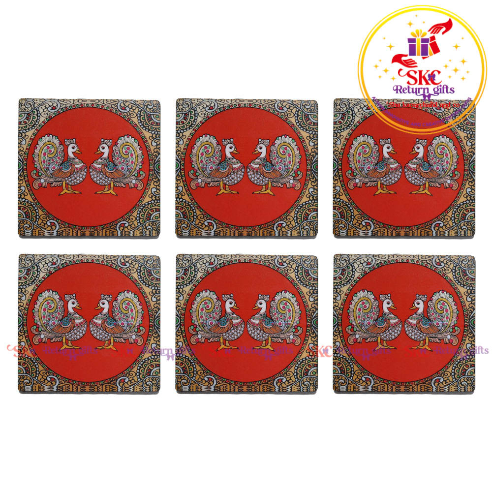 Set of 6 MDF wood coasters
