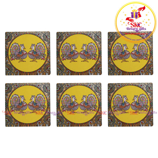 Set of 6 MDF wood coasters