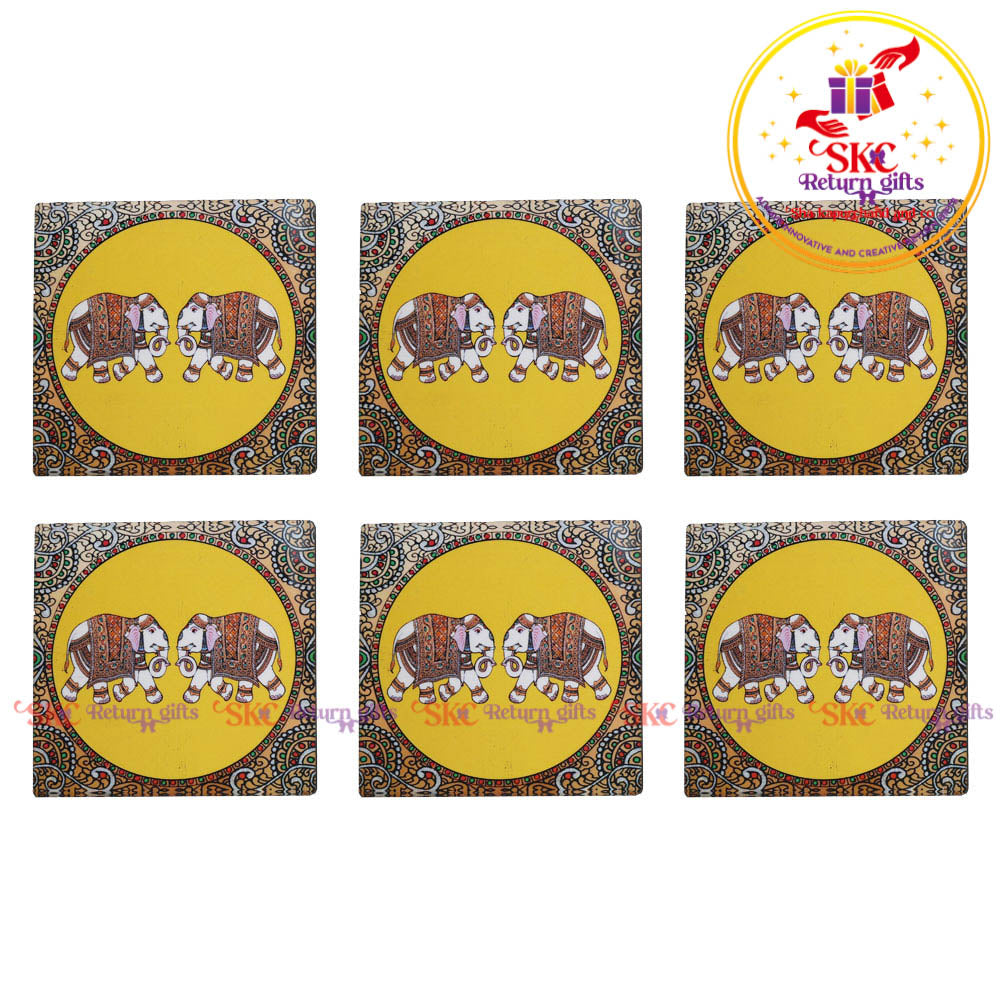 Set of 6 MDF wood coasters