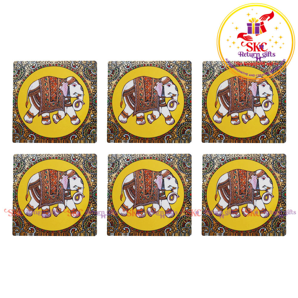 Set of 6 MDF wood coasters