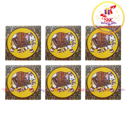 Set of 6 MDF wood coasters