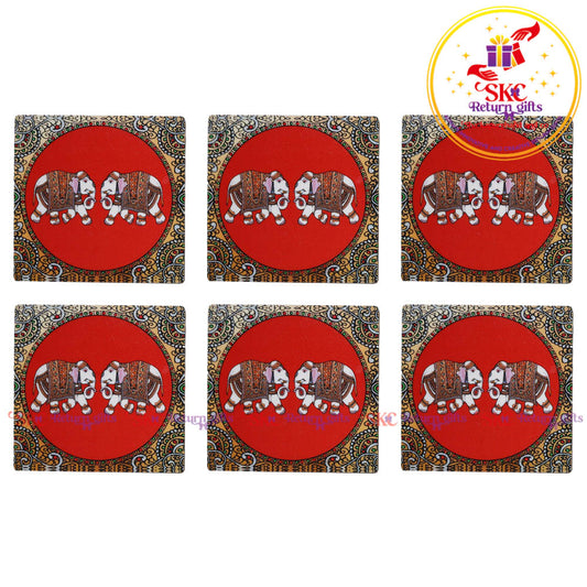 Set of 6 MDF wood coasters