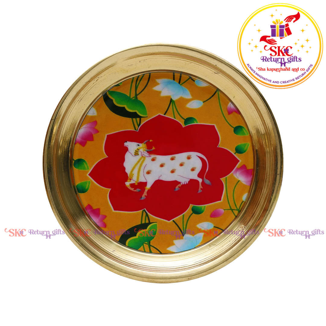 4inches Pichwai Brass Pooja Plate