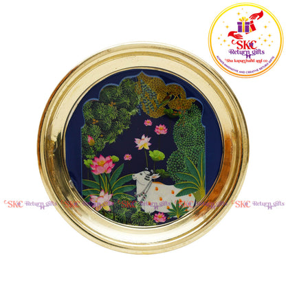 4inches Pichwai Brass Pooja Plate
