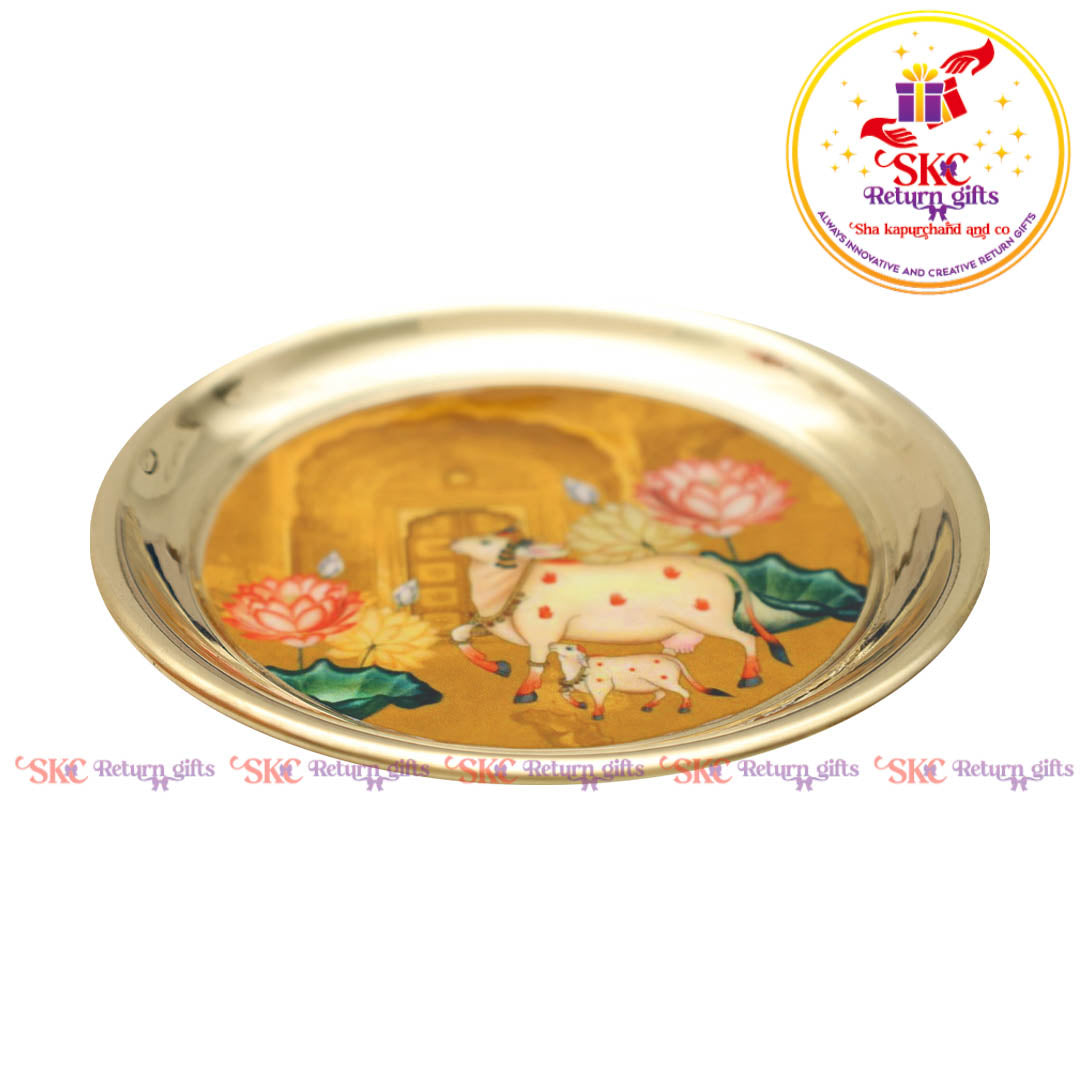 4inches Pichwai Brass Pooja Plate