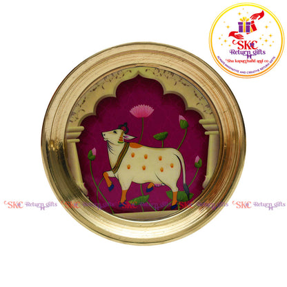 4inches Pichwai Brass Pooja Plate