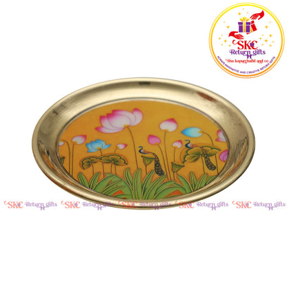 4inches Pichwai Brass Pooja Plate