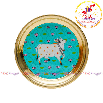 4inches Pichwai Brass Pooja Plate