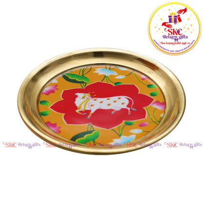 4inches Pichwai Brass Pooja Plate