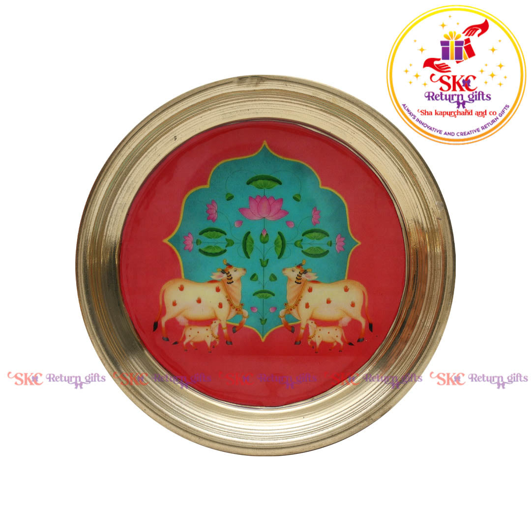4inches Pichwai Brass Pooja Plate