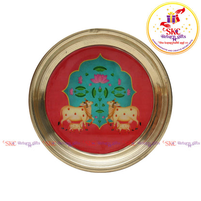 4inches Pichwai Brass Pooja Plate
