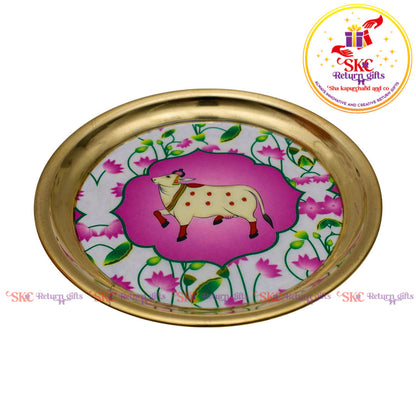 4inches Pichwai Brass Pooja Plate