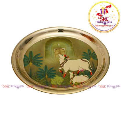 4inches Pichwai Brass Pooja Plate