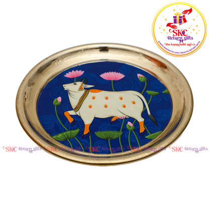 4.5inches Pichwai Brass Pooja Plate