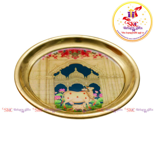 4.5inches Pichwai Brass Pooja Plate