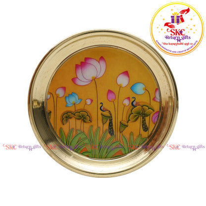4.5inches Pichwai Brass Pooja Plate