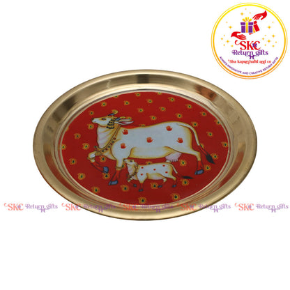 4.5inches Pichwai Brass Pooja Plate