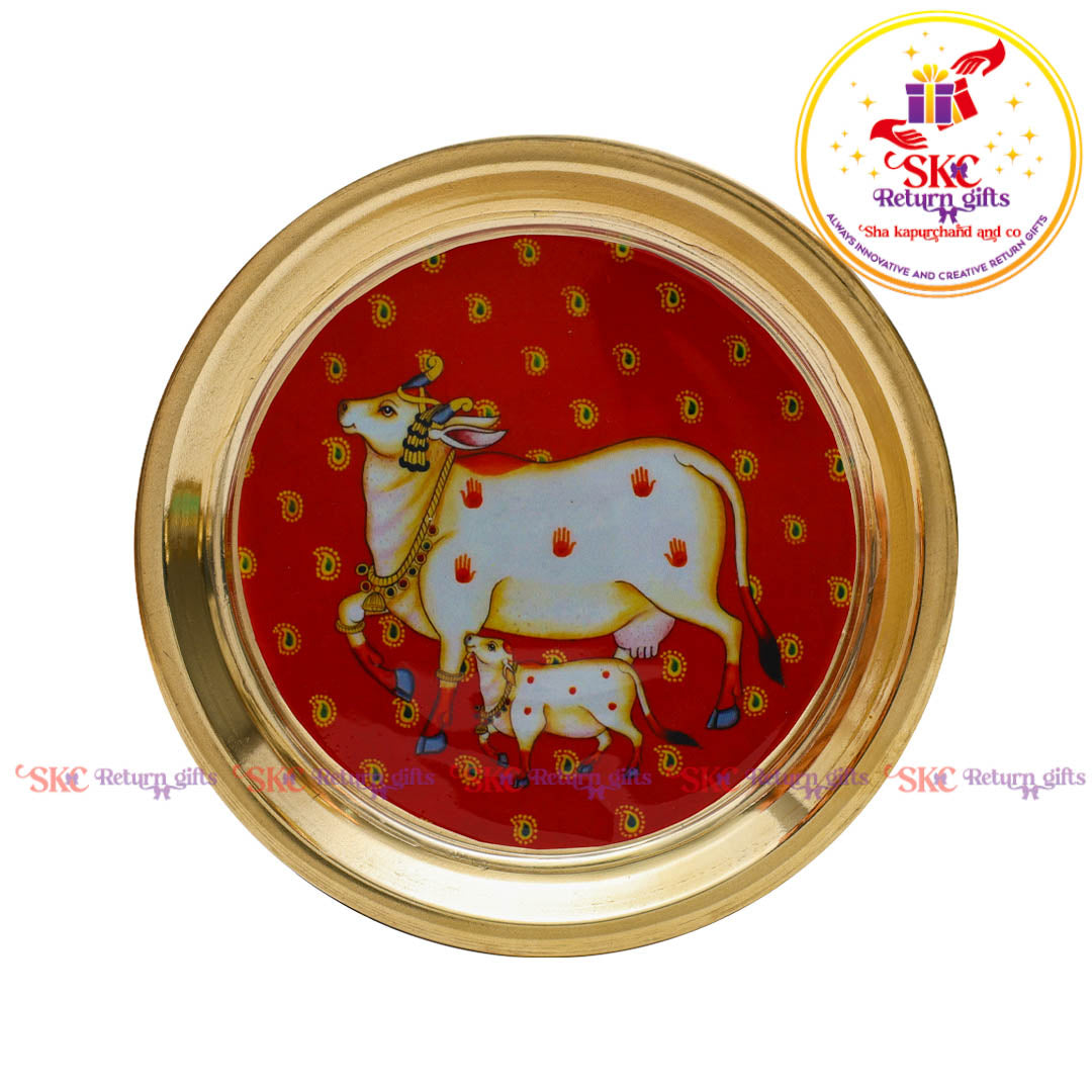 4.5inches Pichwai Brass Pooja Plate