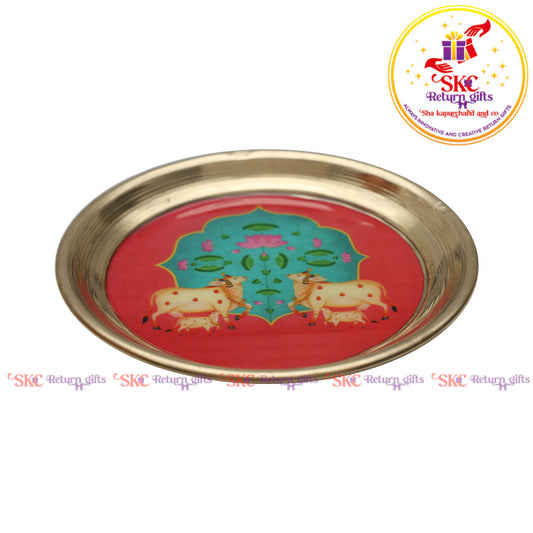 4.5inches Pichwai Brass Pooja Plate
