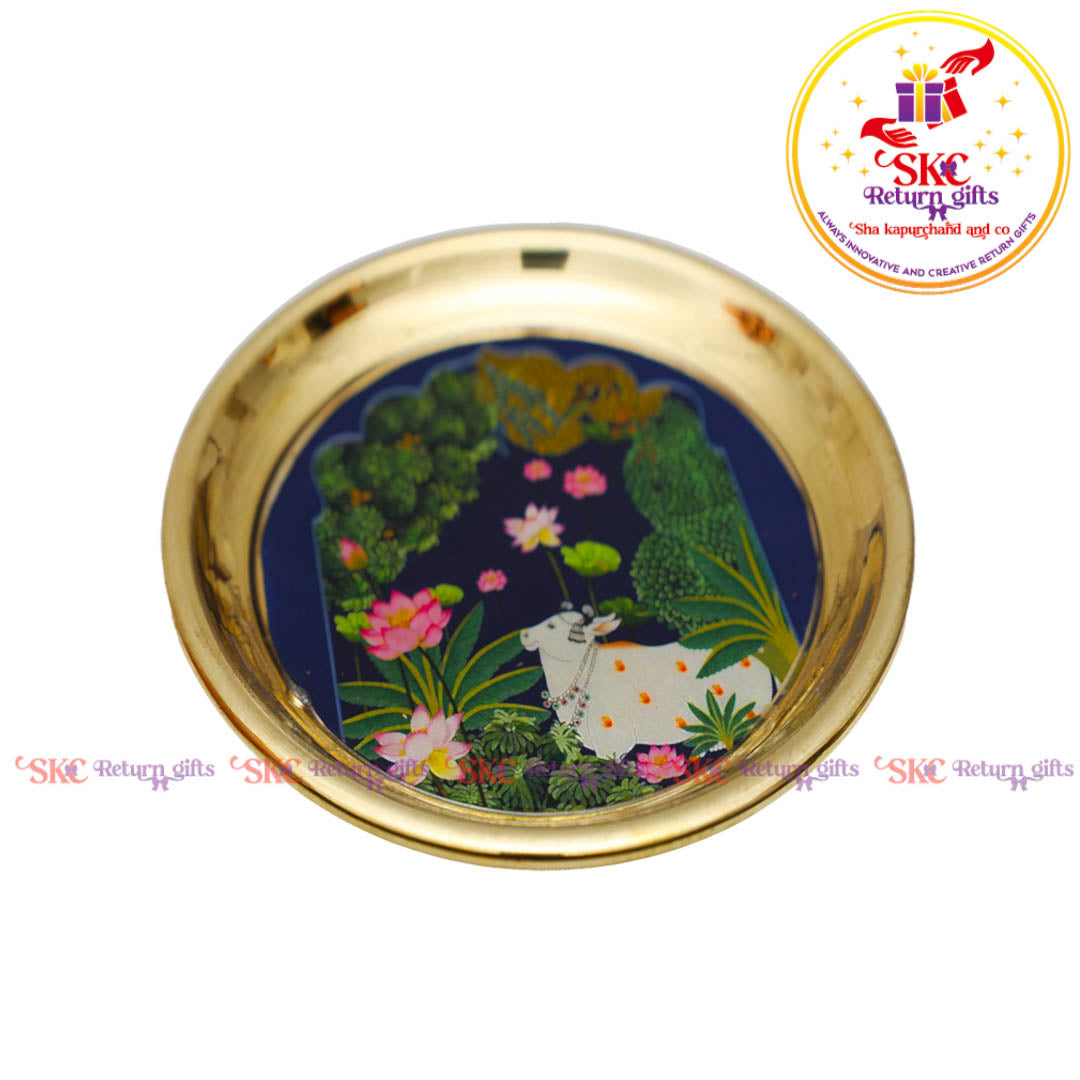 4.5inches Pichwai Brass Pooja Plate
