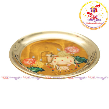 4.5inches Pichwai Brass Pooja Plate