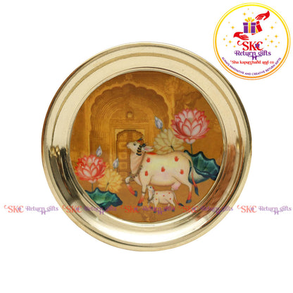 4.5inches Pichwai Brass Pooja Plate