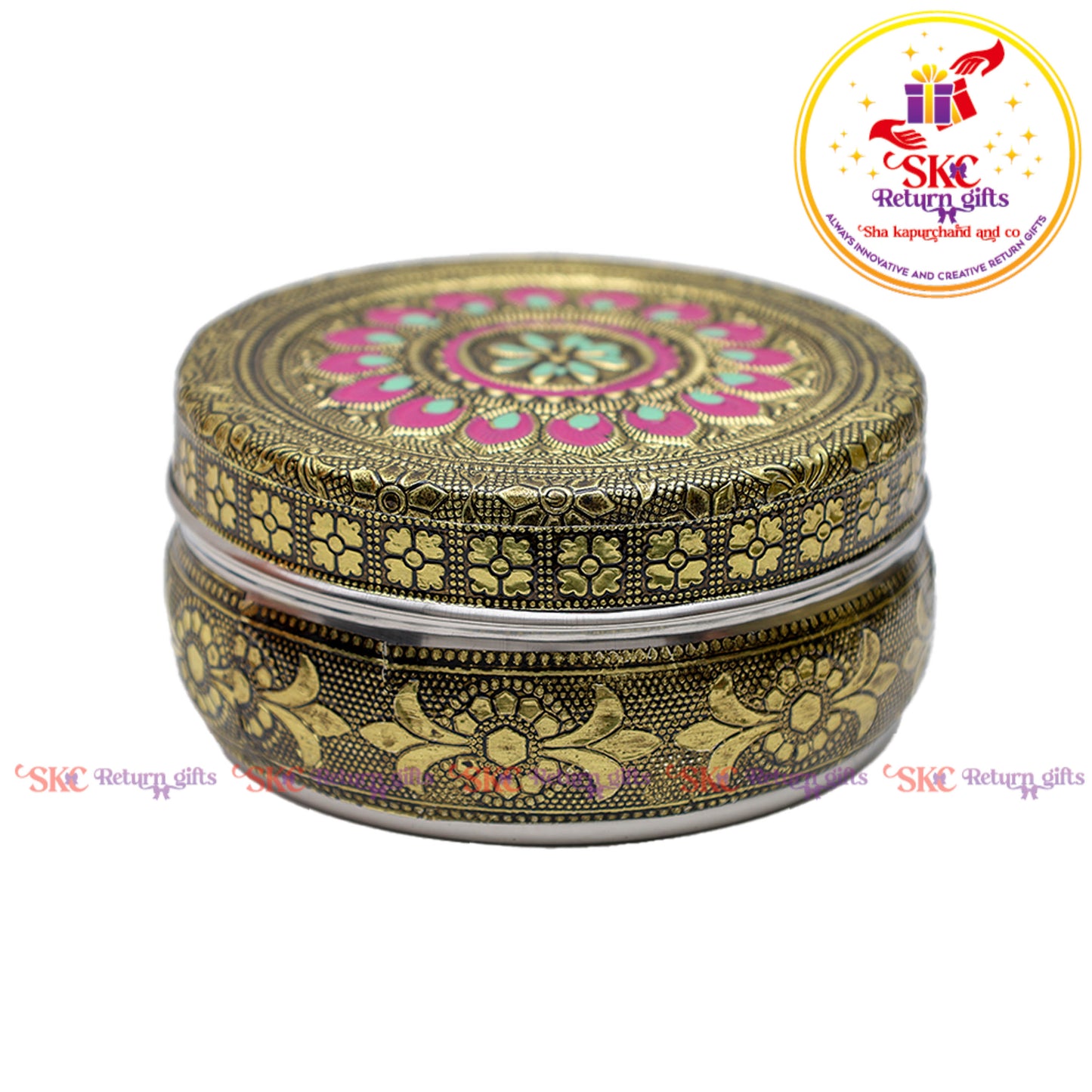 4" Stainless Steel Embosed Meena Box