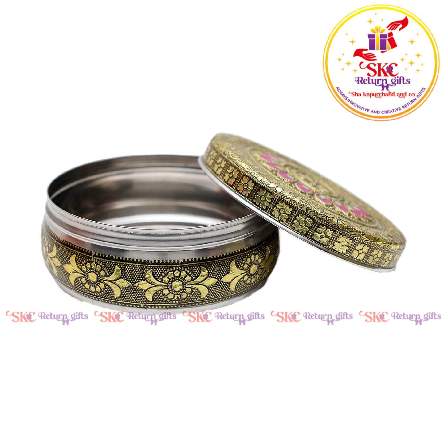 4" Stainless Steel Embosed Meena Box