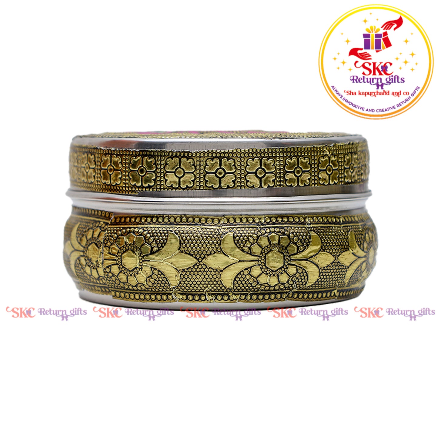 4.5" Stainless Steel Embosed Meena Box