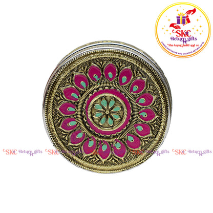 4.5" Stainless Steel Embosed Meena Box