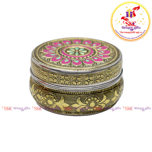 4.5" Stainless Steel Embosed Meena Box