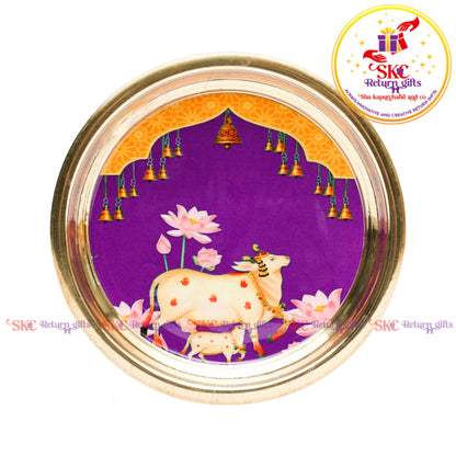 6 Inch Pichwai Brass Pooja Plate