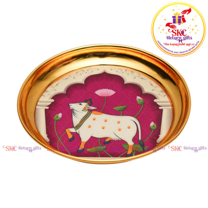6 Inch Pichwai Brass Pooja Plate
