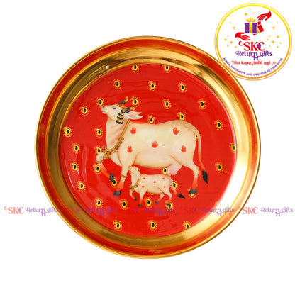 6 Inch Pichwai Brass Pooja Plate